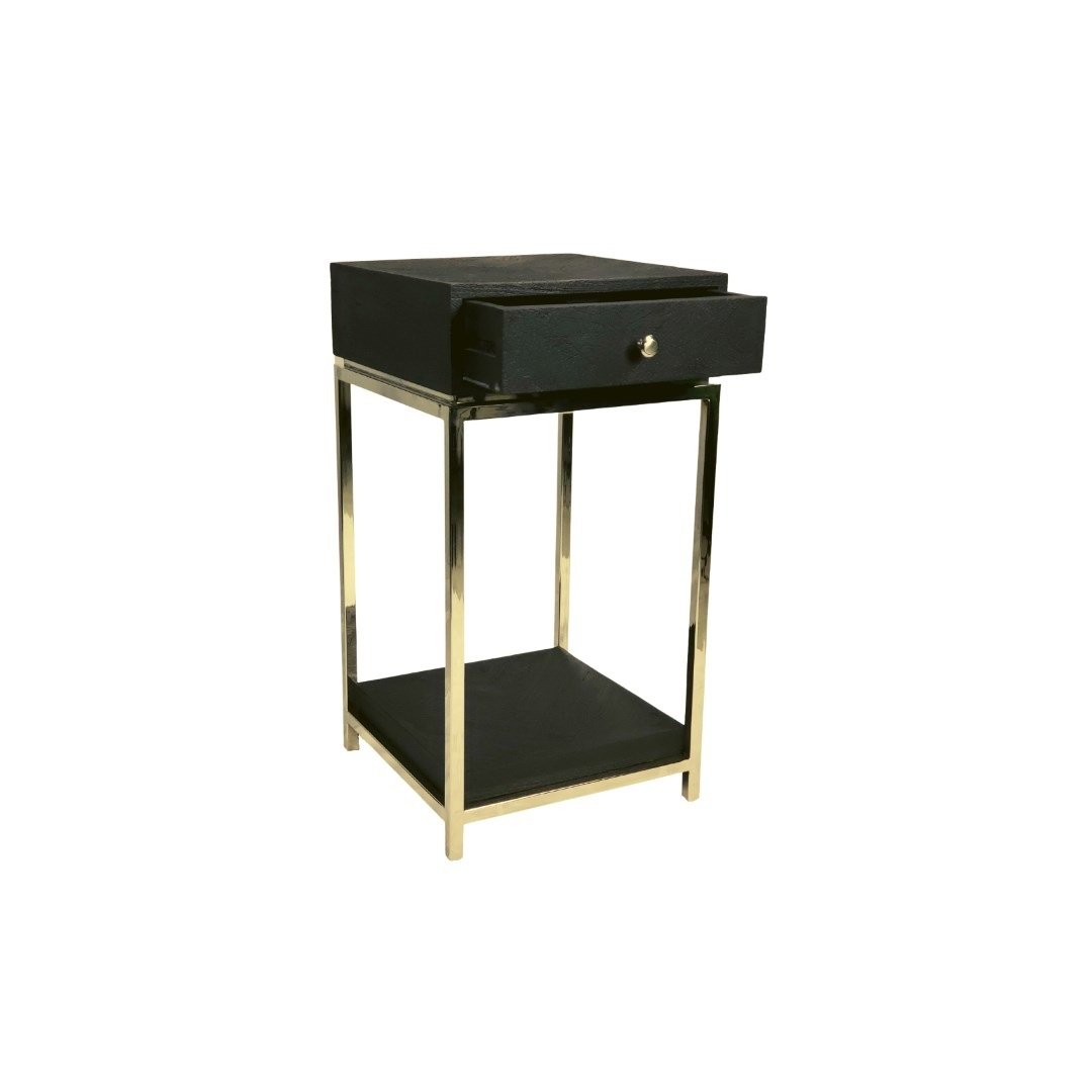 BLACK BONITO END TABLE 40X40X75CM + GOLD