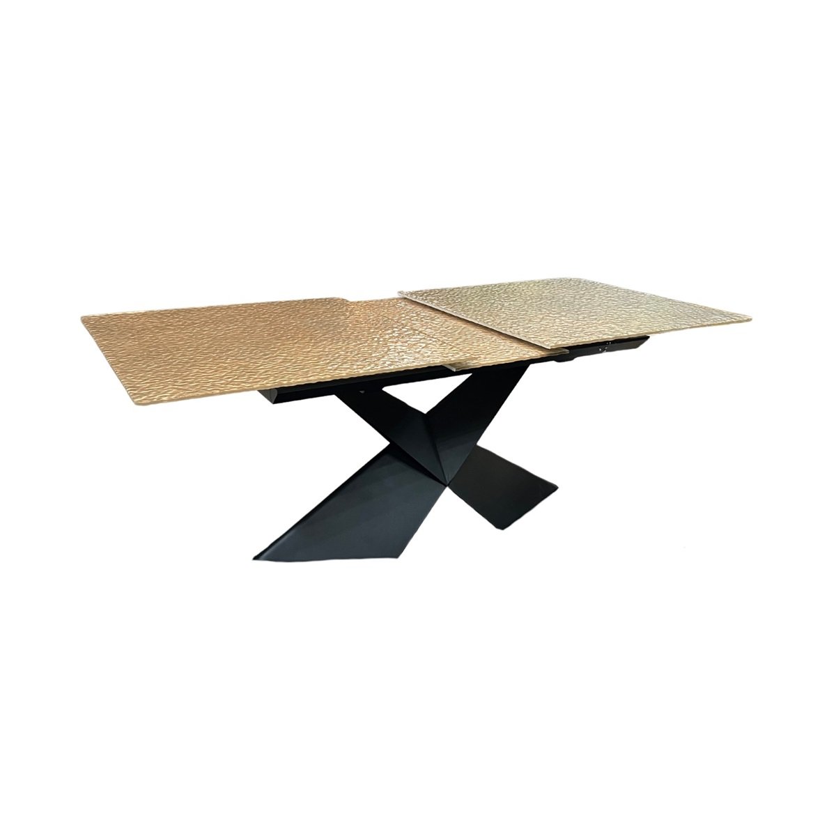 EMPIRE DT BLACK 180/220X90 GOLD FUSED GLASS TOP