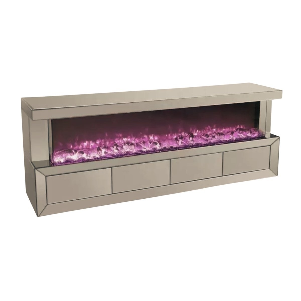 SANTO TT WITH DRAWERS 240x40x65 FIREPLACE + GREY MIRROR
