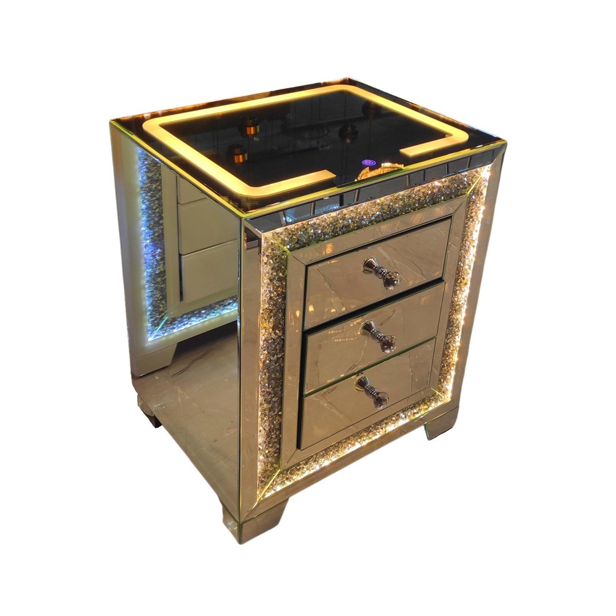 NIGHTSTAND MT-67 WITH LICHT 50x40x60 + CLEAR MIRROR