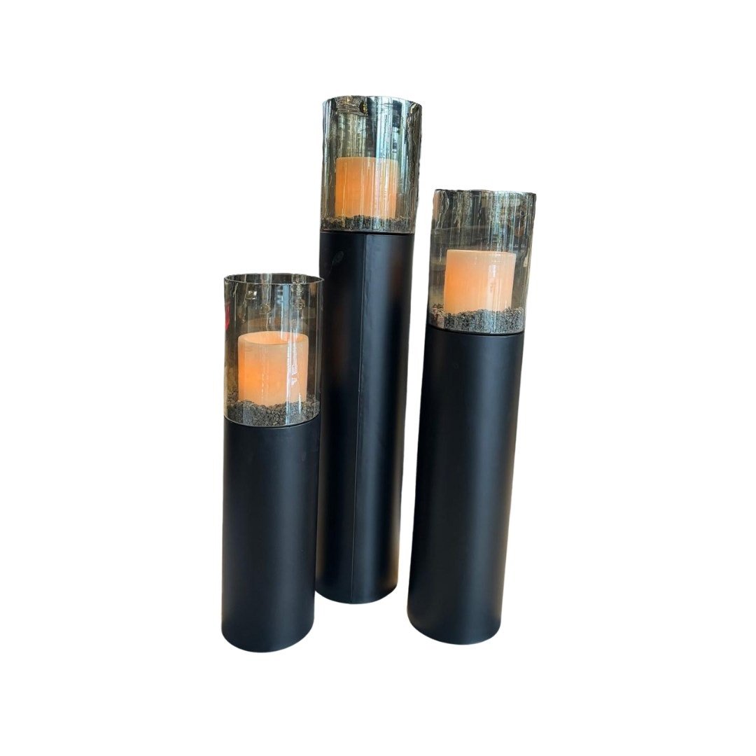 DECORATION INH-11507 120-100-80X20 HURRICANE SET OF 3 BLACK