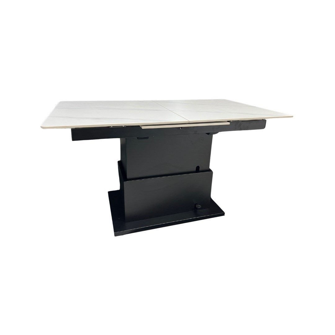SMART TABLE 140/190X80 BLACK IRON LEG WHITE CERAMIC TOP