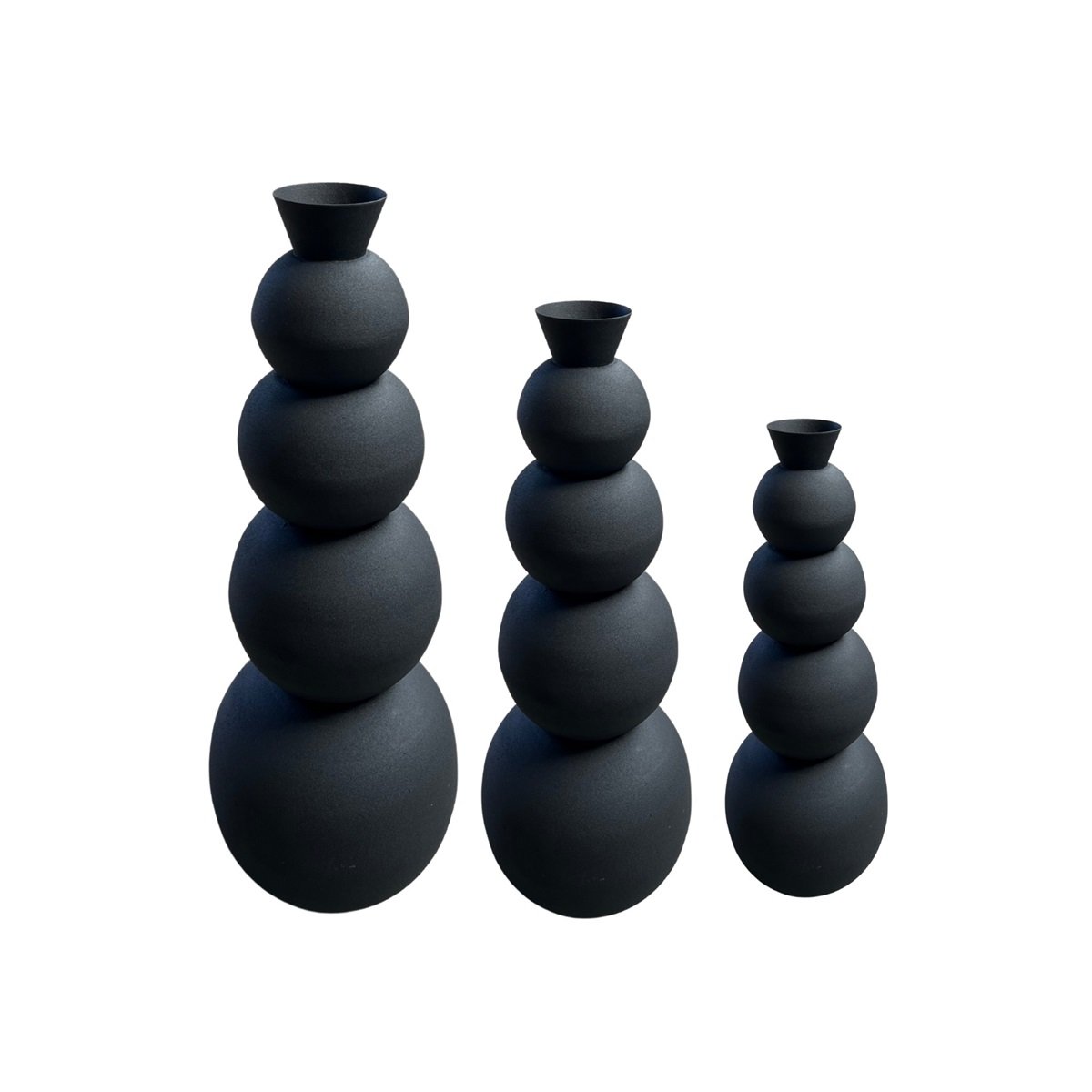 DECORATION INH-11506 BALL FLOWER VASE SET OF 3 MATT BLACK