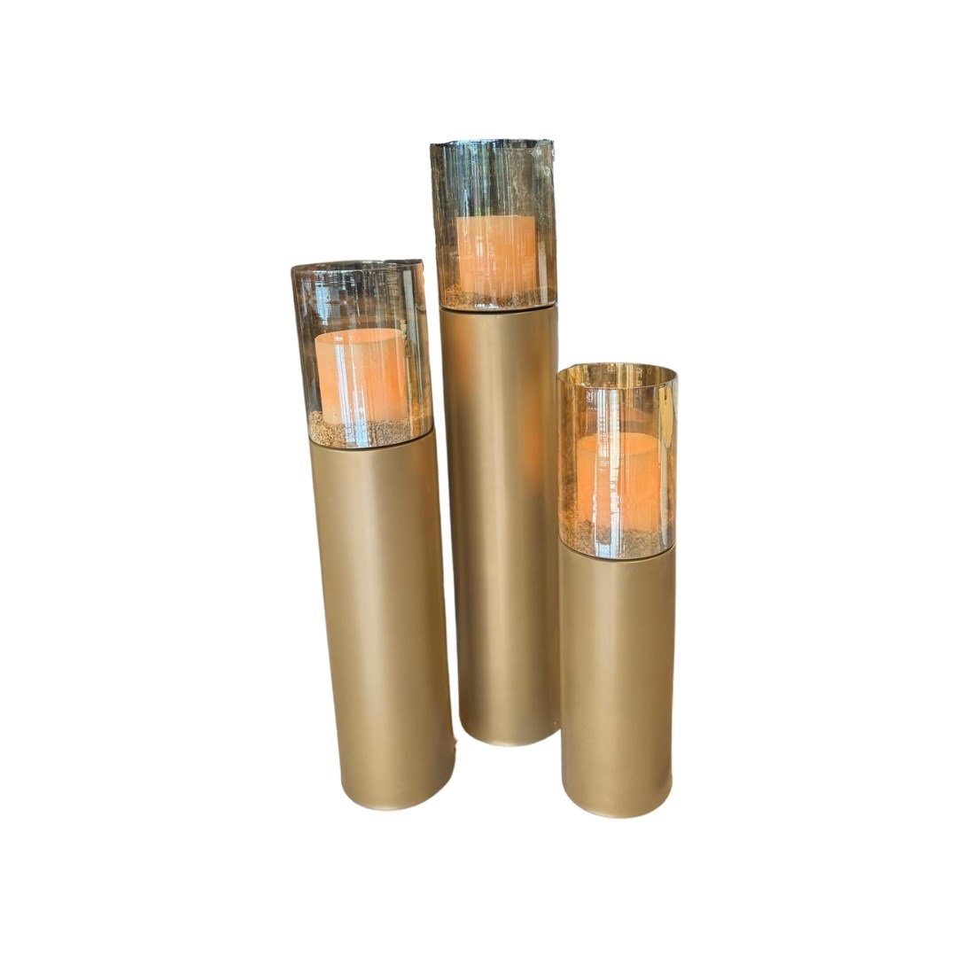 DECORATION INH-11508 120-100-80X20 HURRICANE SET OF 3 GOLD