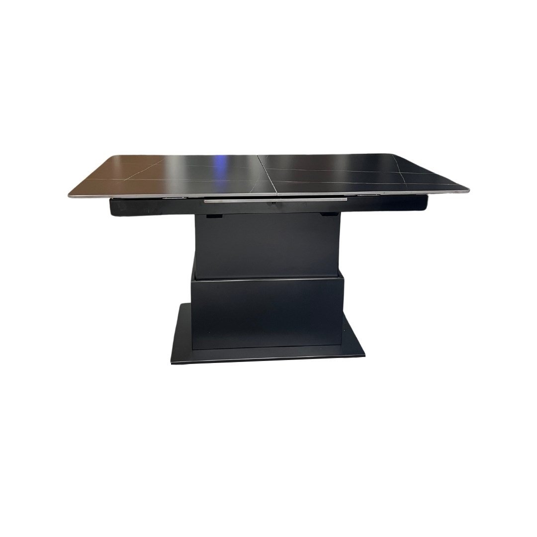 SMART TABLE 140/190X80 BLACK IRON LEG BLACK CERAMIC TOP