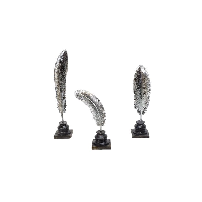 DECORATION B19-0141 STANDING FEATHERS SET OF 3 (39-32-24x7.5