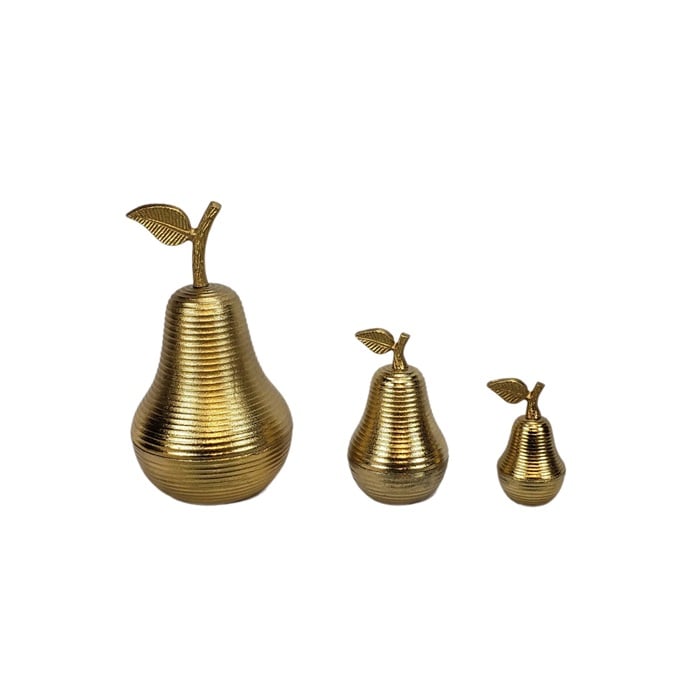 DECORATION INH-200593 PEAR SET OF 3 GOLD