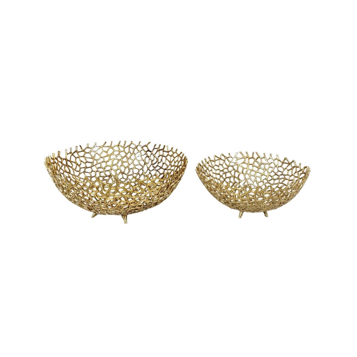 DECORATION INH-11503 SMALL BASKET LATTICE SET OF 2  GOLD