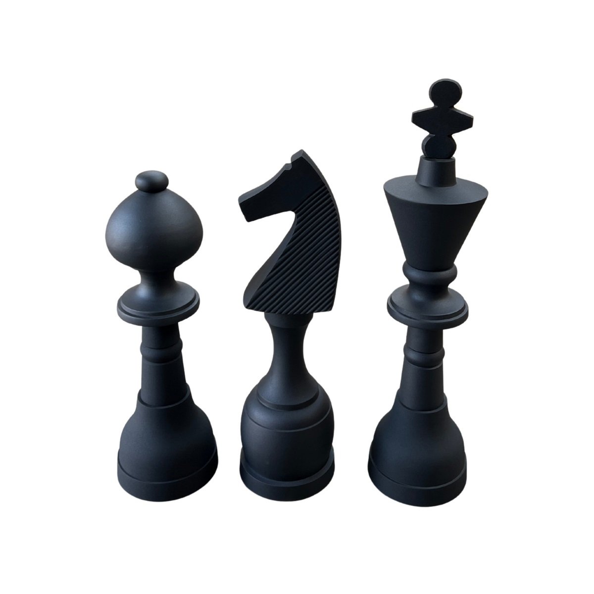 DECORATION INH-11502 102-85-80X25 CHESS SET OF 3 MATT BLACK