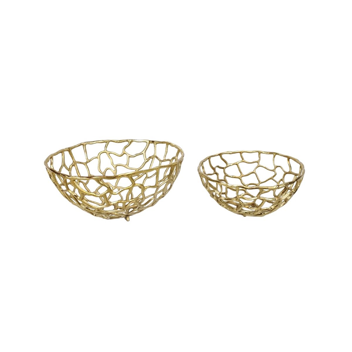DECORATION INH-11504  LARGE BASKET LATTICE SET OF 2  GOLD