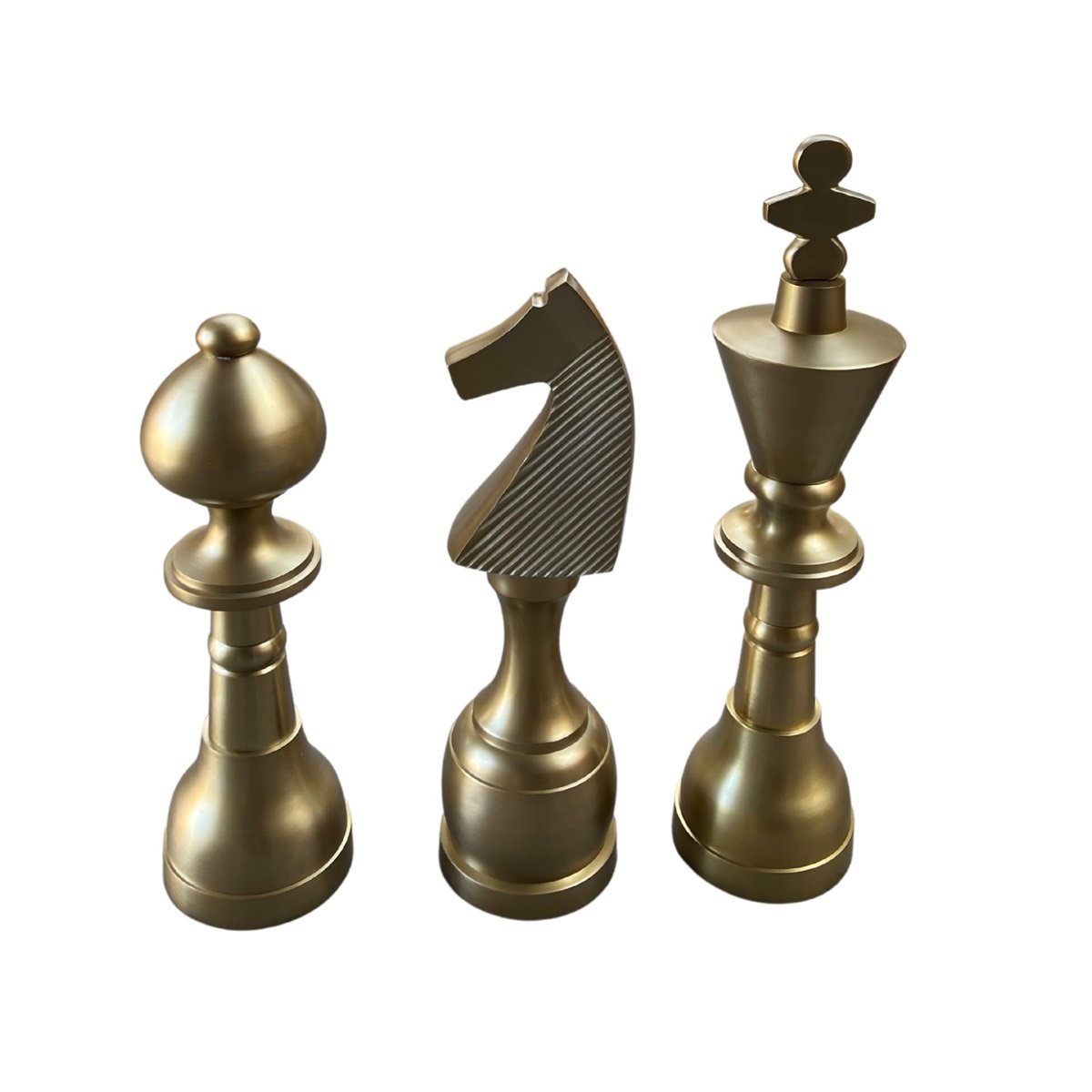 DECORATION INH-11501 102-85-80X25 CHESS SET OF 3 MATT GOLD