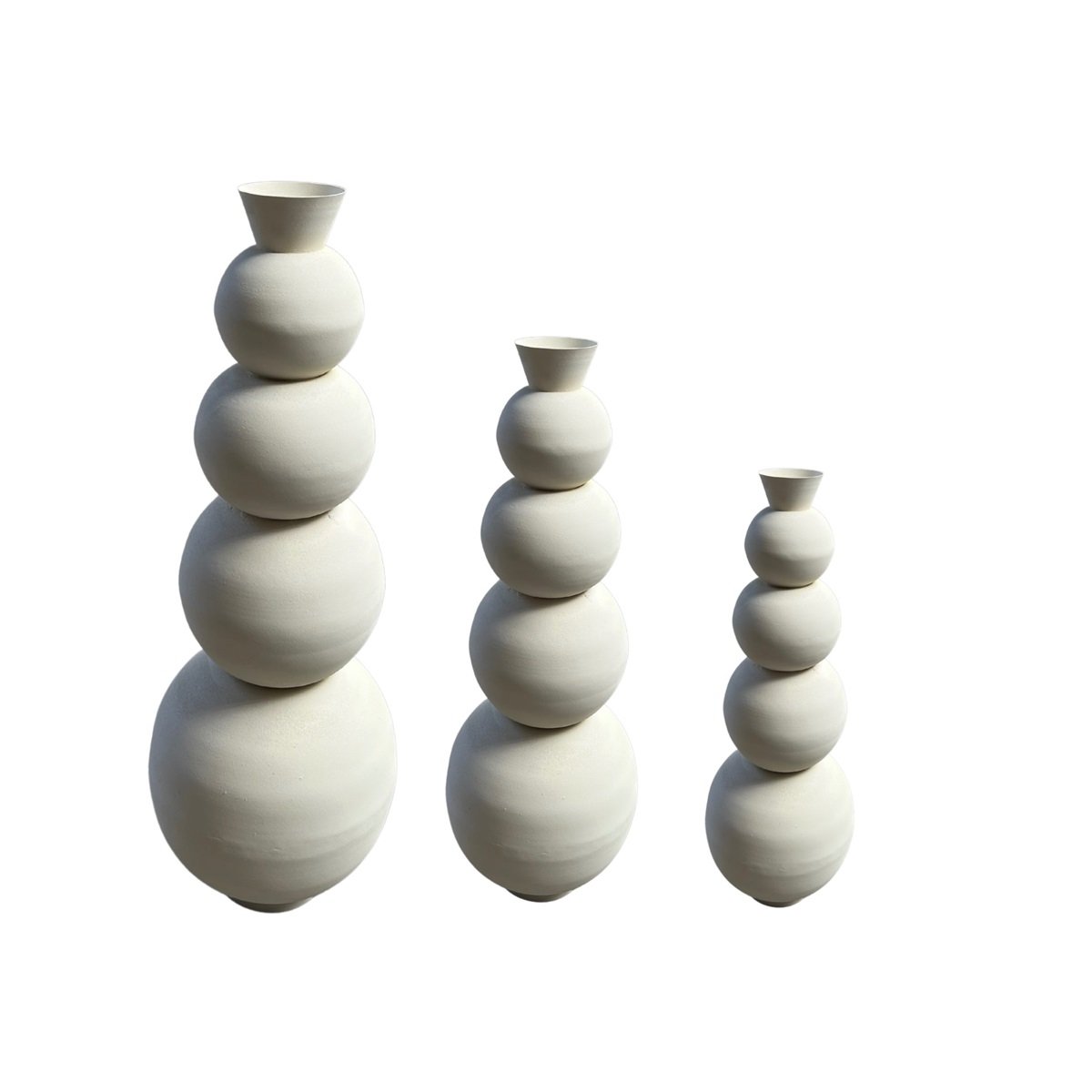 DECORATION INH-11507 BALL FLOWER VASE SET OF 3 MATT BEIGE