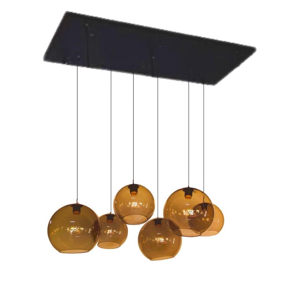 CEILING LAMP QL1088 BROWN SMOKE 7331-6 (6 ROND ORBITS)