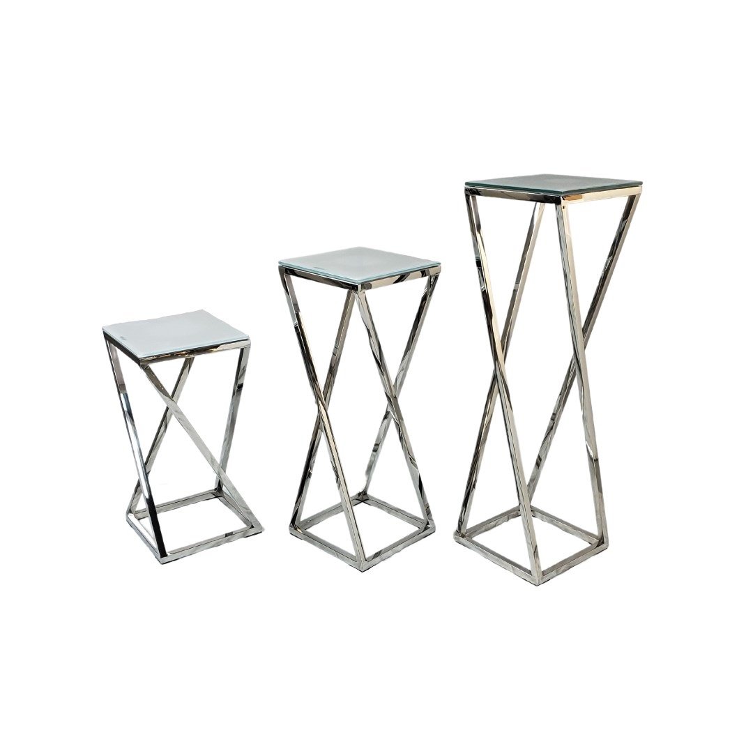 FIORI SILVER 701 3 TABLES SET 60-80-100 + CLEAR GLASS