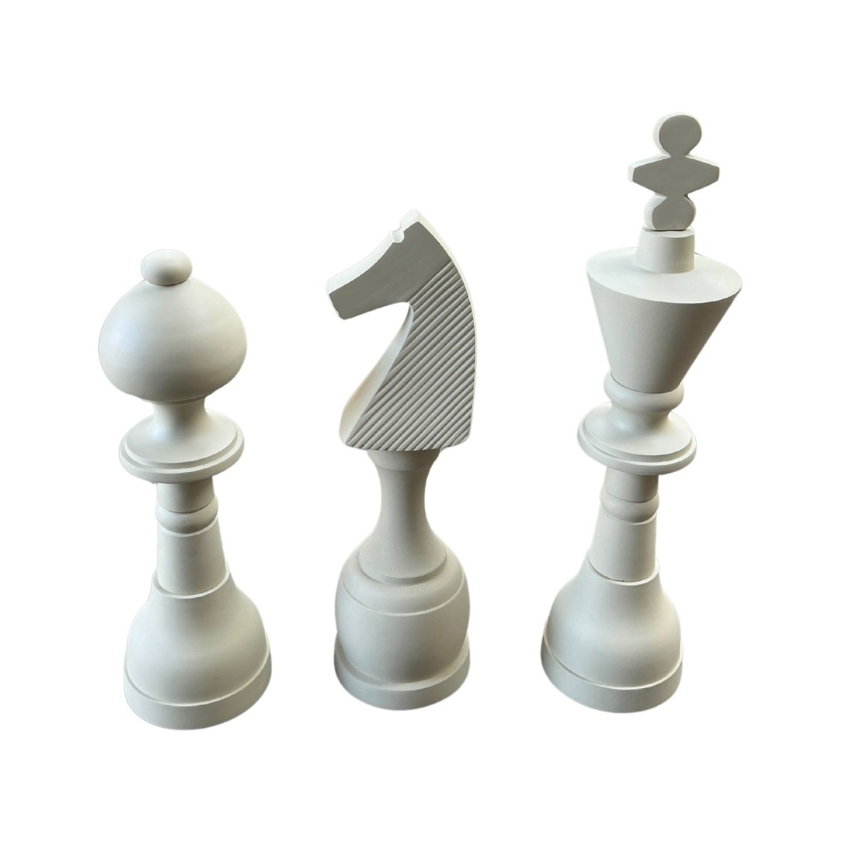 DECORATION INH-11503 102-85-80X25 CHESS SET OF 3 MATT BEIGE