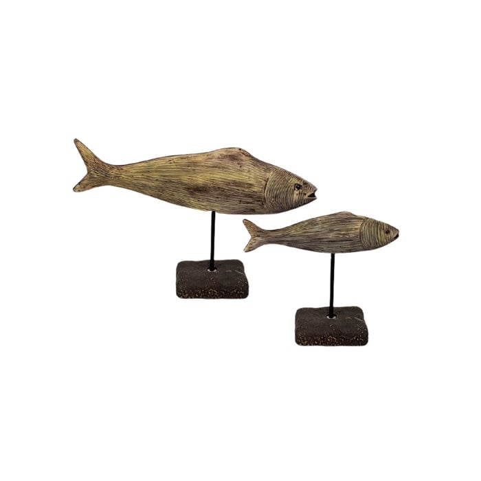 DECORATION B19-0086 STANDING FISH SET OF 2 32x27x9 /21x17x