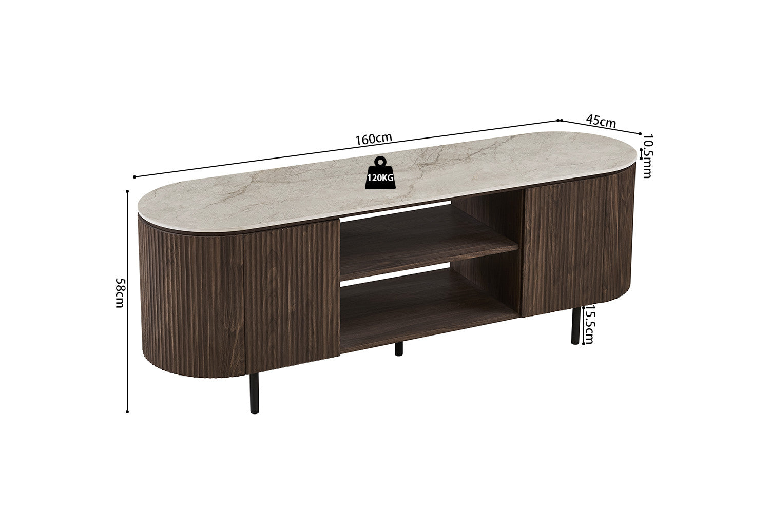 TV meubel 'Vigo' 160 cm Decor Donkere Eik Shakespear Beige