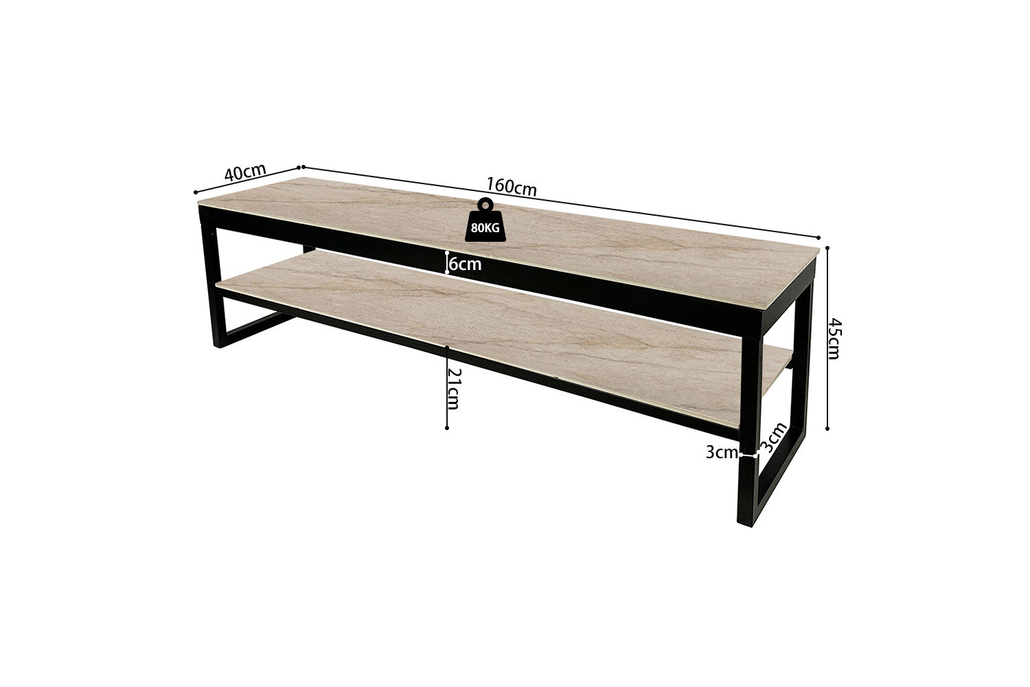 - TV meubel 'Axelle' Glanzend steen Shakspear Beige