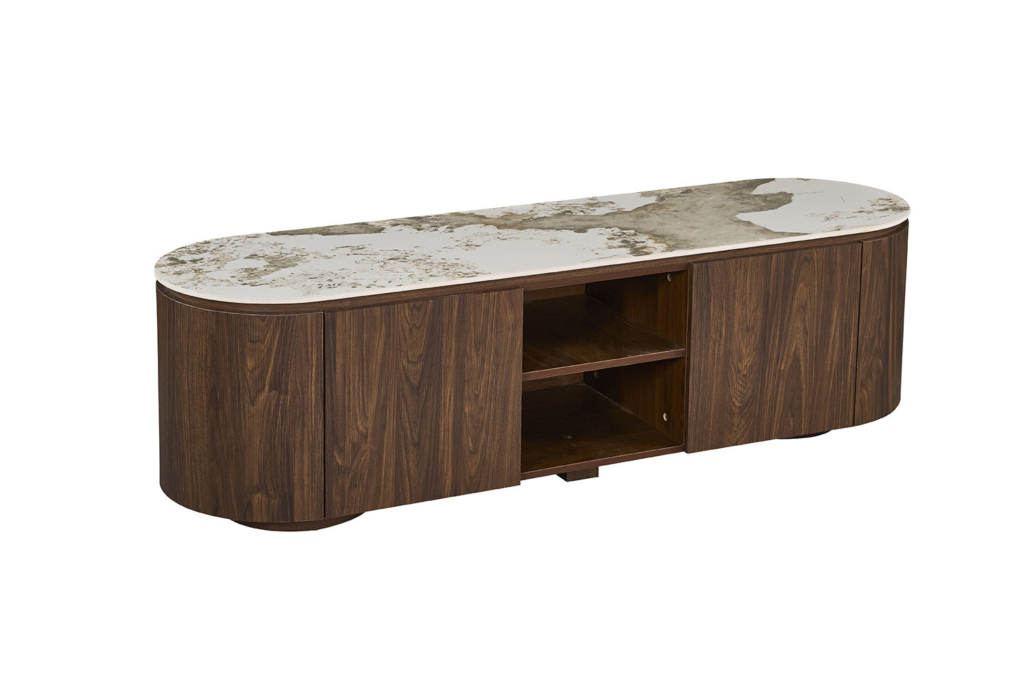 - TV meubel 'Tomar' 160 cm Decor Gerookte Eik Glanzend Steen Pandora