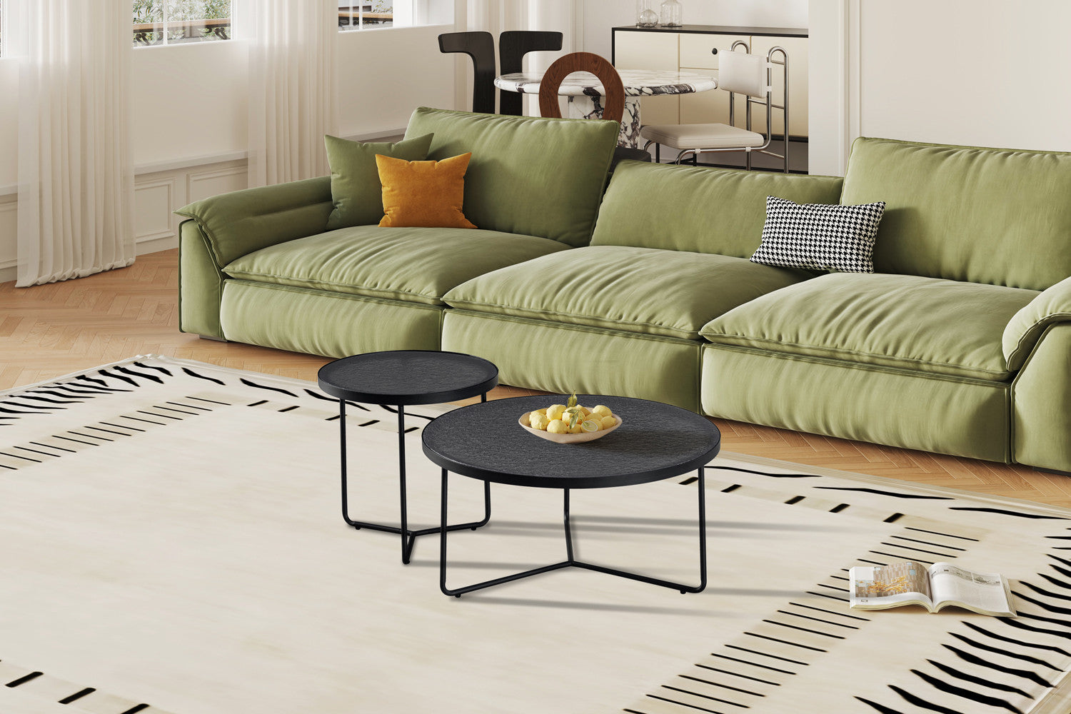 Set Salontafel 'Melia' Rond Grijs Glas