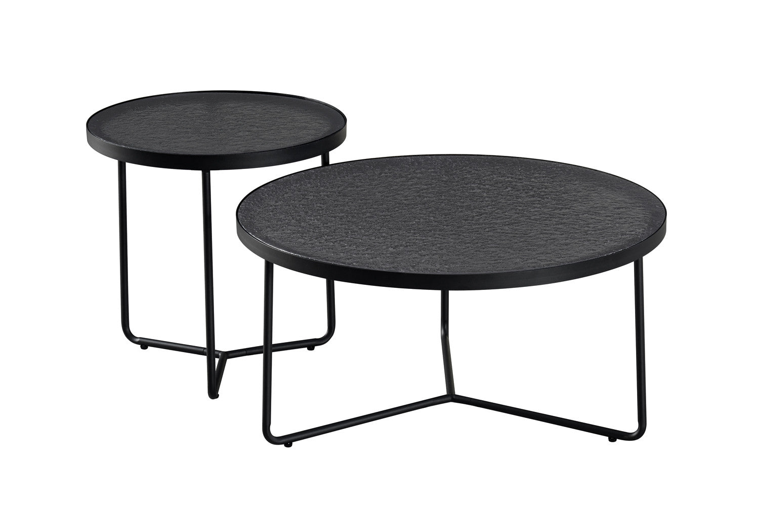 Set Salontafel 'Melia' Rond Grijs Glas