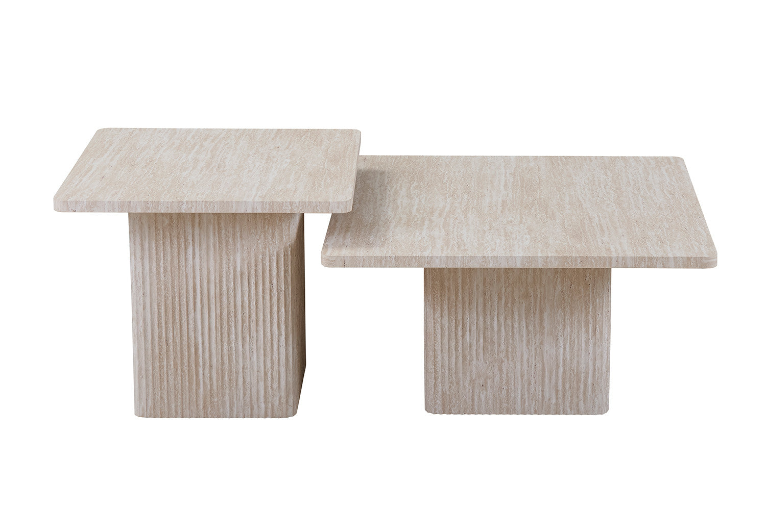 Set van 2 Salontafels 'Bobby' Decor travertin Beige