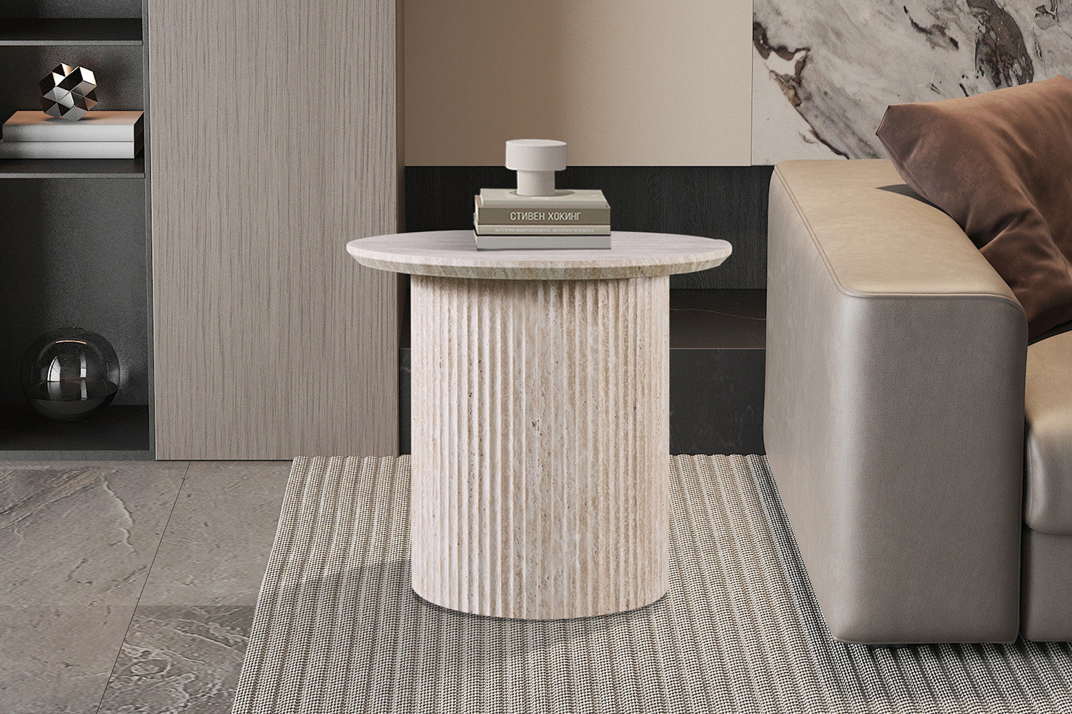 Salontafel 'Lagos' 50 cm Rond Decor Travertin Beige