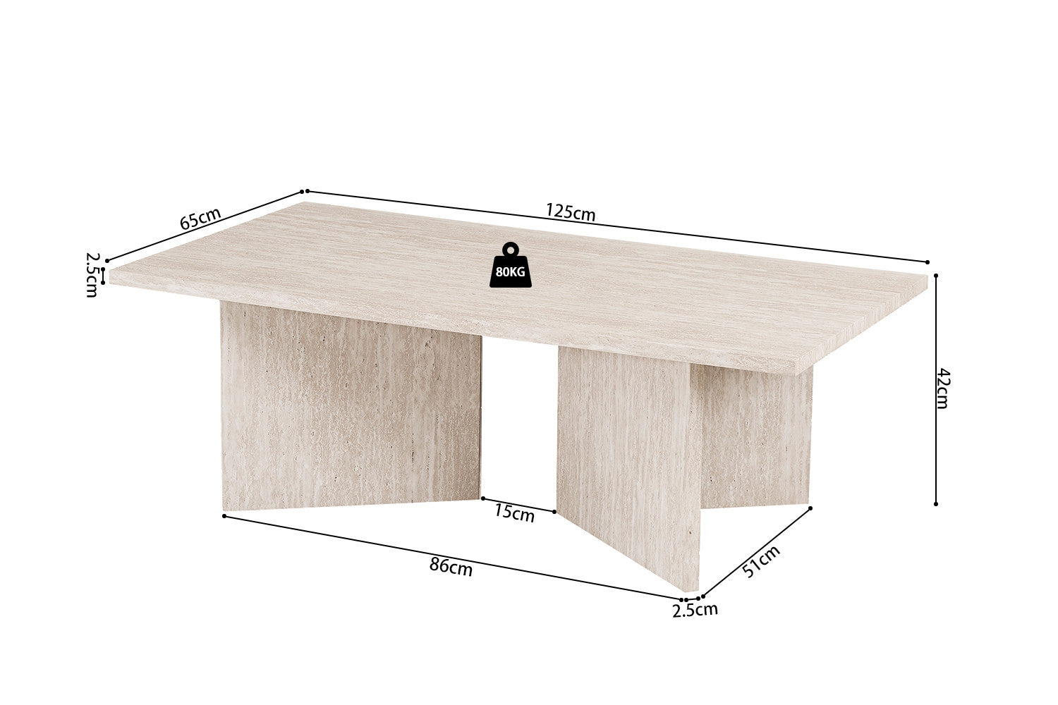 Salontafel 'Litar' Decor Travertin Beige