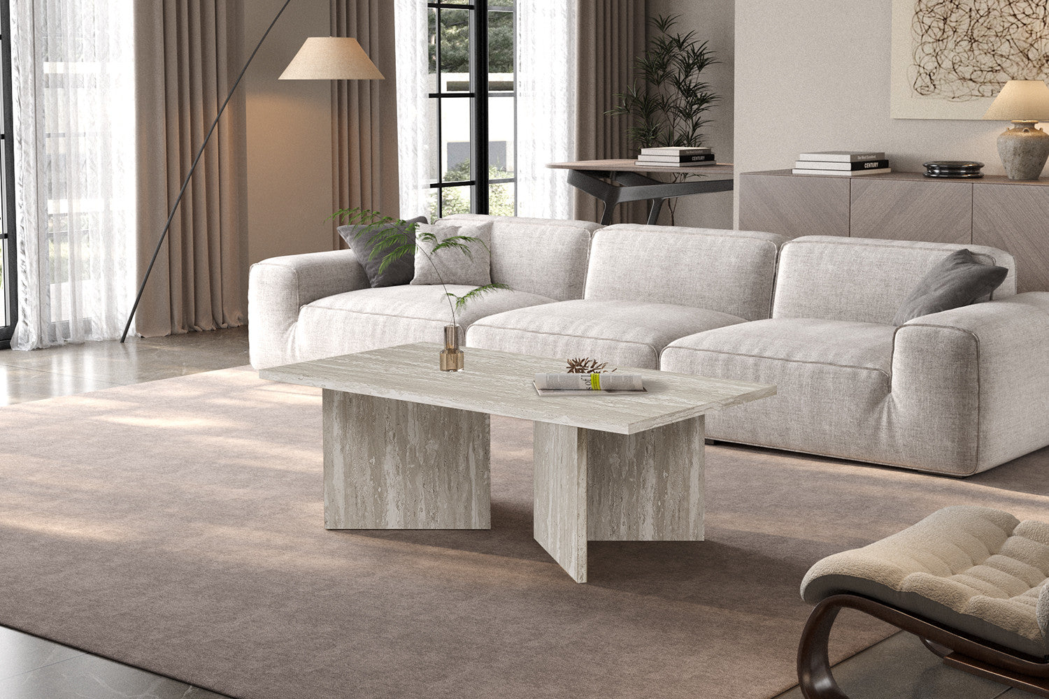 Salontafel 'Litar' Decor Travertin Grijs