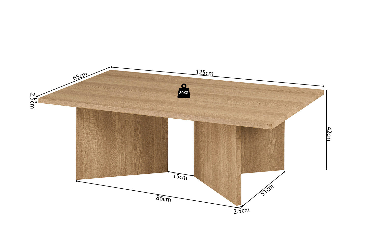 Salontafel 'Litar' Decor Eik Naturel