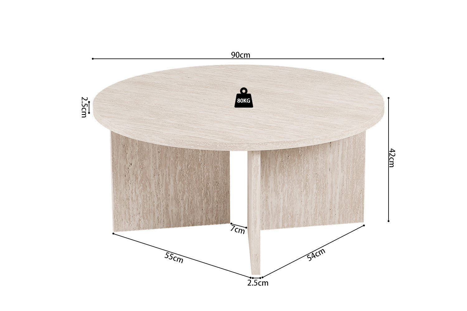 Salontafel 'Drasir' Rond Decor Travertin Beige