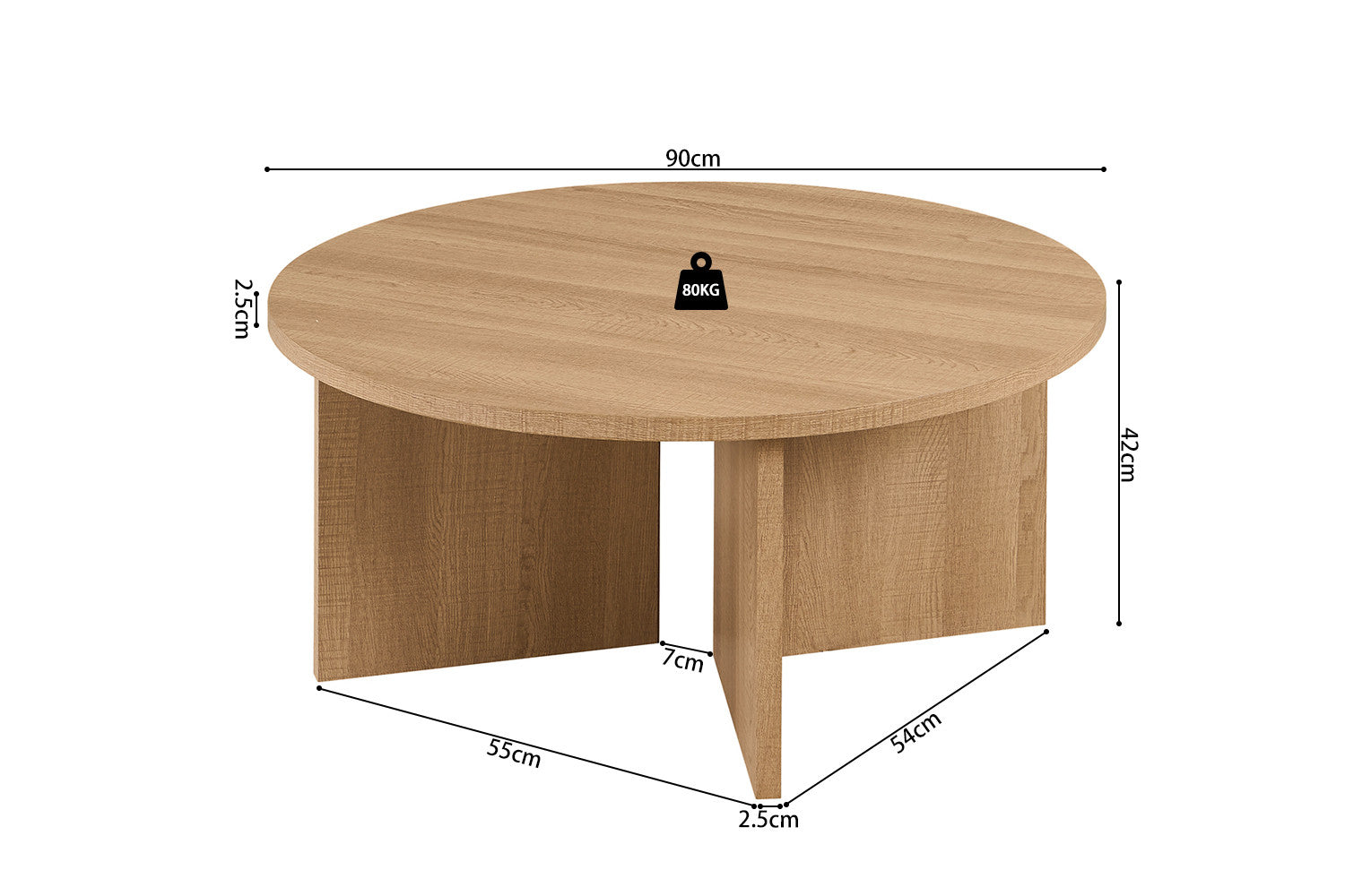 Salontafel 'Drasir' Rond Decor Eik Naturel
