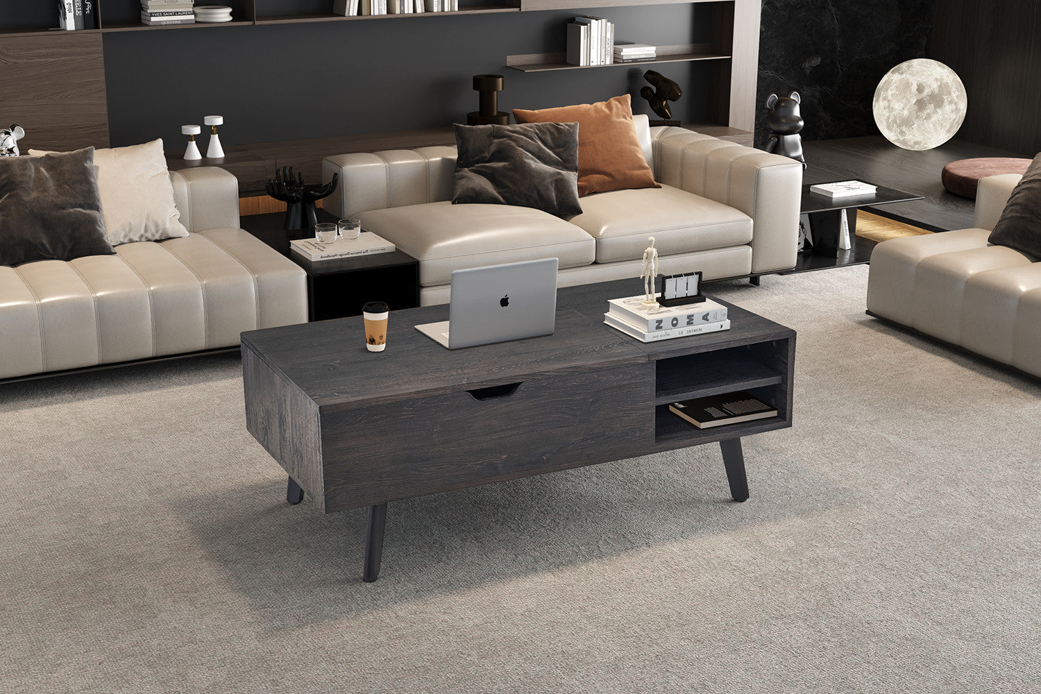 Salontafel 'Justine' Opklapbare top Decor Donkerbruin