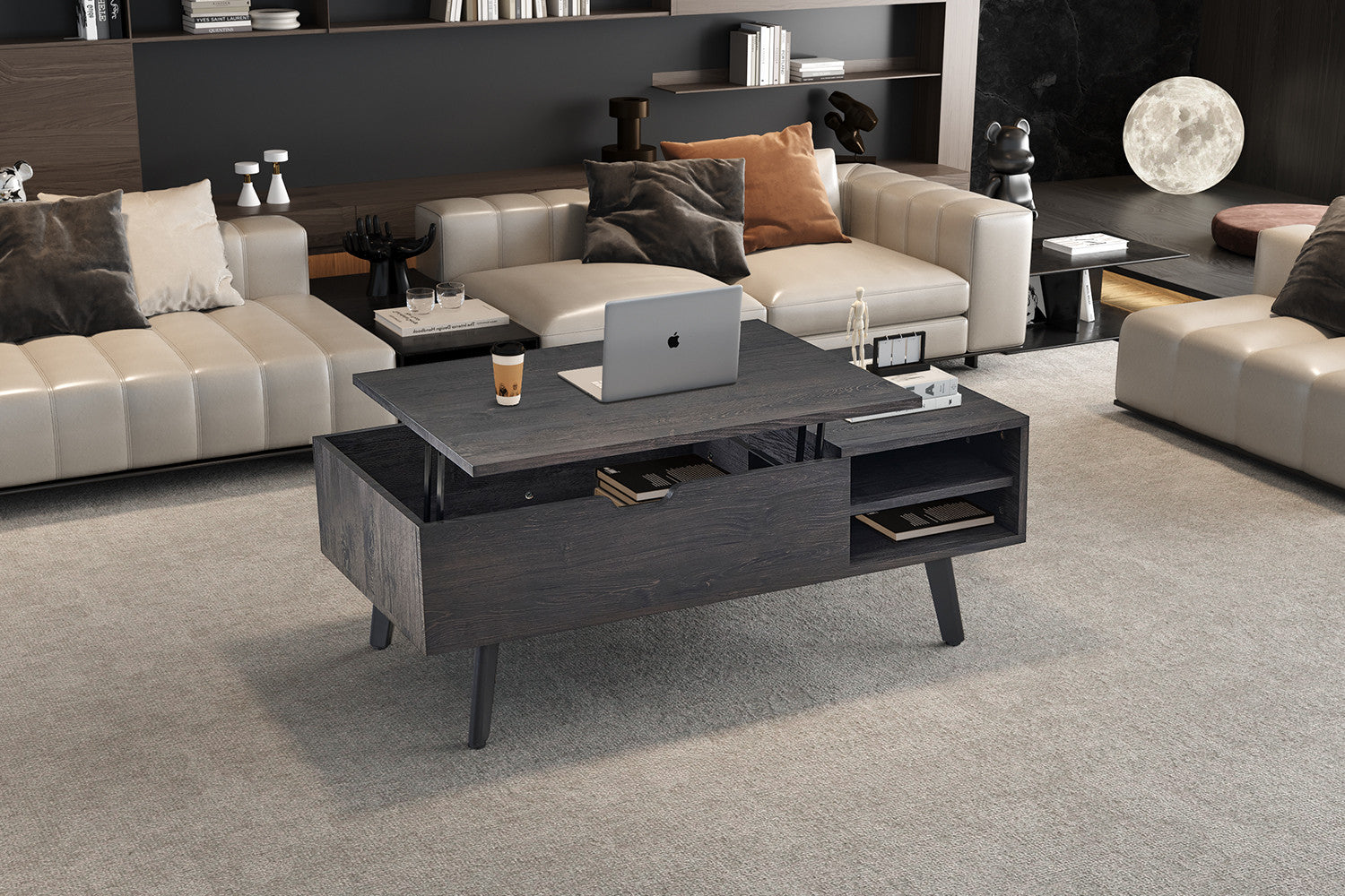 Salontafel 'Justine' Opklapbare top Decor Donkerbruin