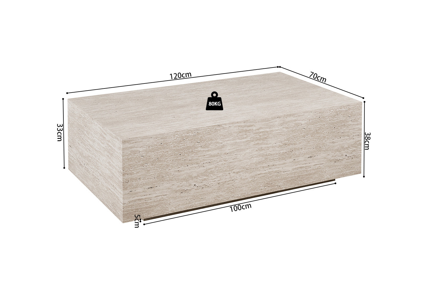 Salontafel 'Jacky' Decor Travertin Beige