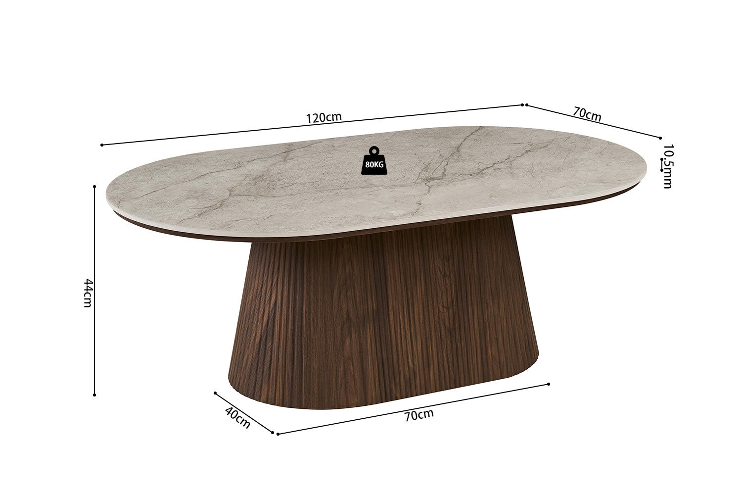 Salontafel 'Vigo' 120 cm Decor Donkere Eik Shakespear Beige