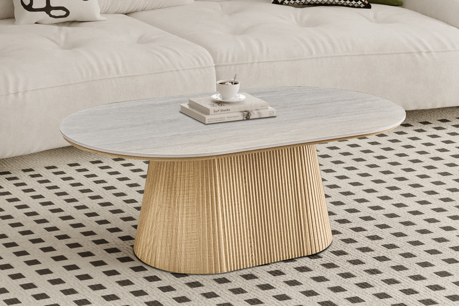 Salontafel 'Vigo' 120 cm Decor Naturel Eik Baroque Grijs