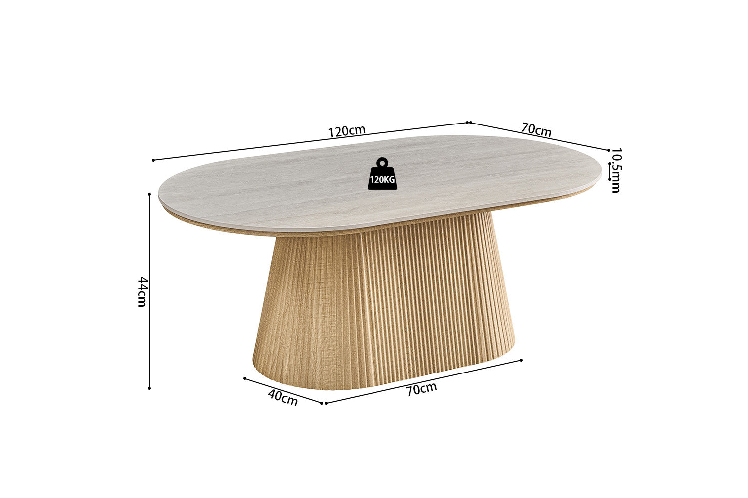 Salontafel 'Vigo' 120 cm Decor Naturel Eik Baroque Grijs