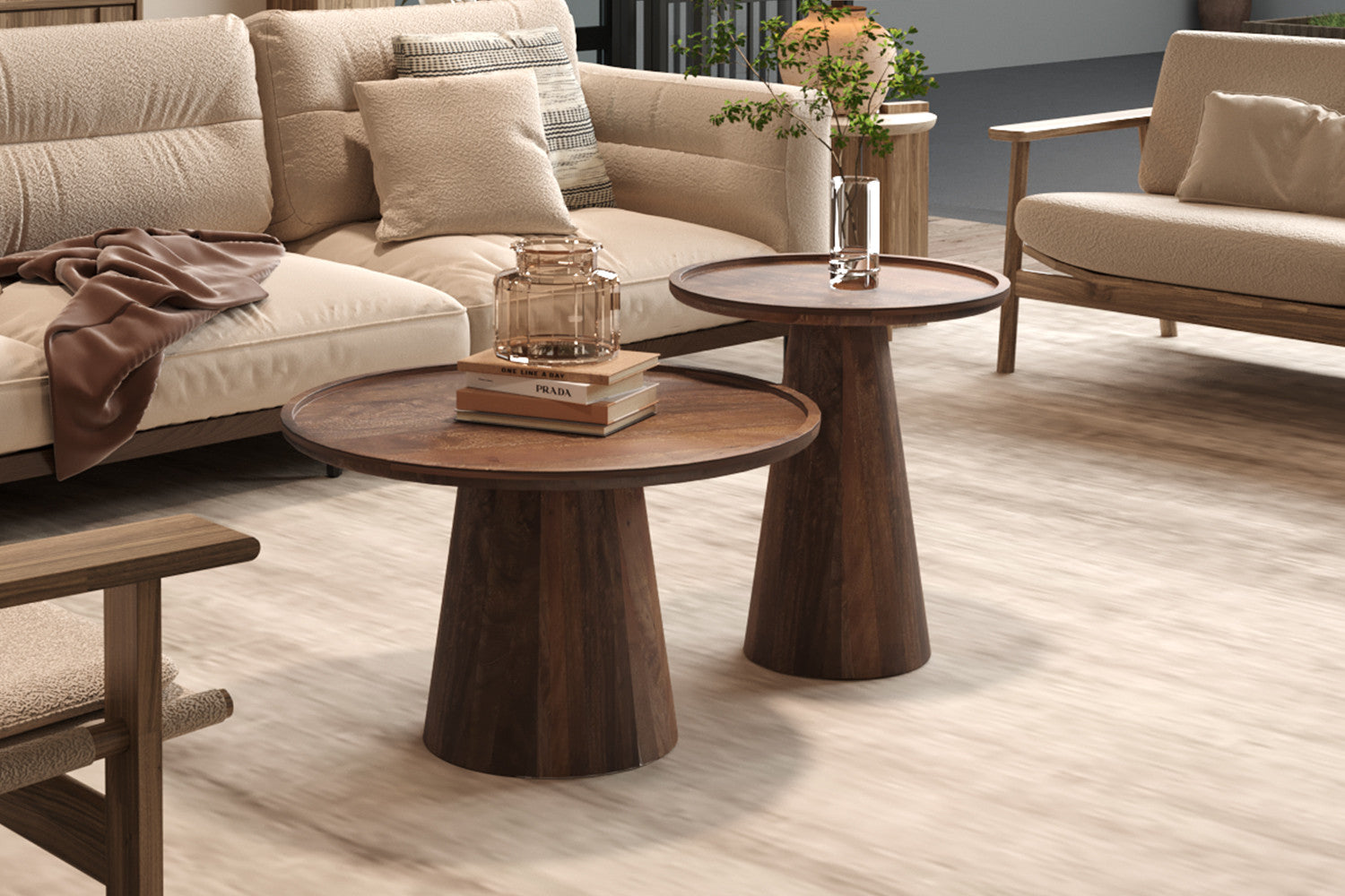 Salontafel 'Jules' 45x50 cm Rond Mango hout Lichtbruin
