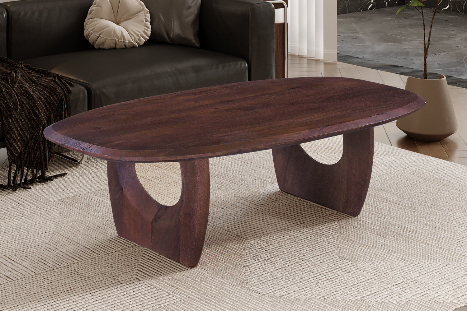 Salontafel 'Braga' Deens Ovaal Mango hout Donkerbruin