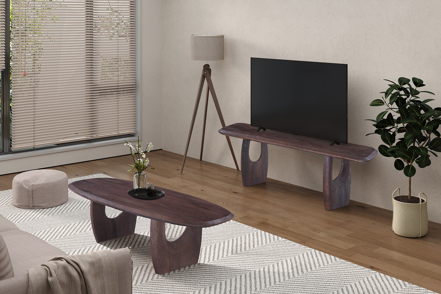 Salontafel 'Braga' Deens Ovaal Mango hout Donkerbruin
