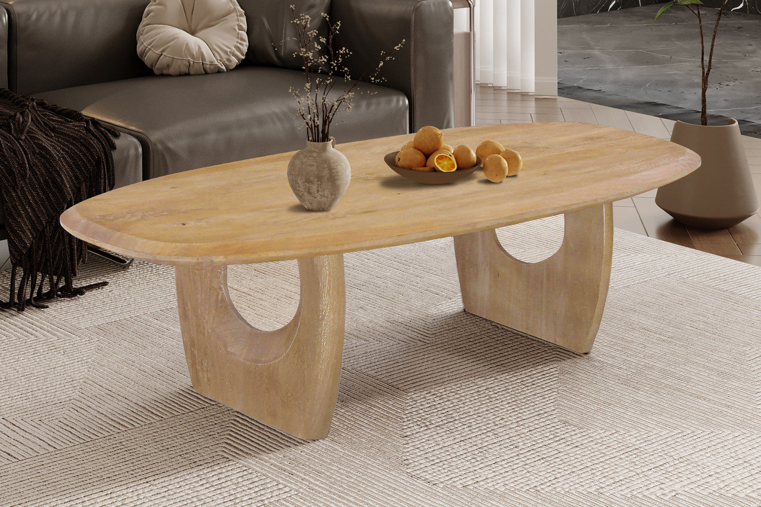 Salontafel 'Braga' Deens Ovaal Mango hout Amandel