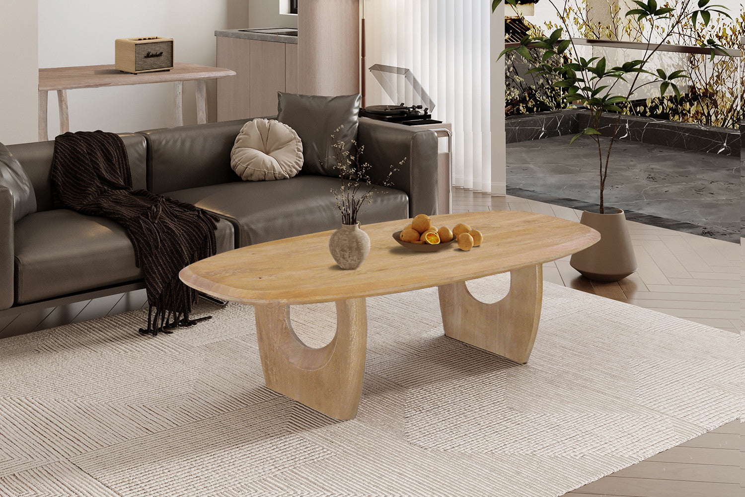 Salontafel 'Braga' Deens Ovaal Mango hout Amandel