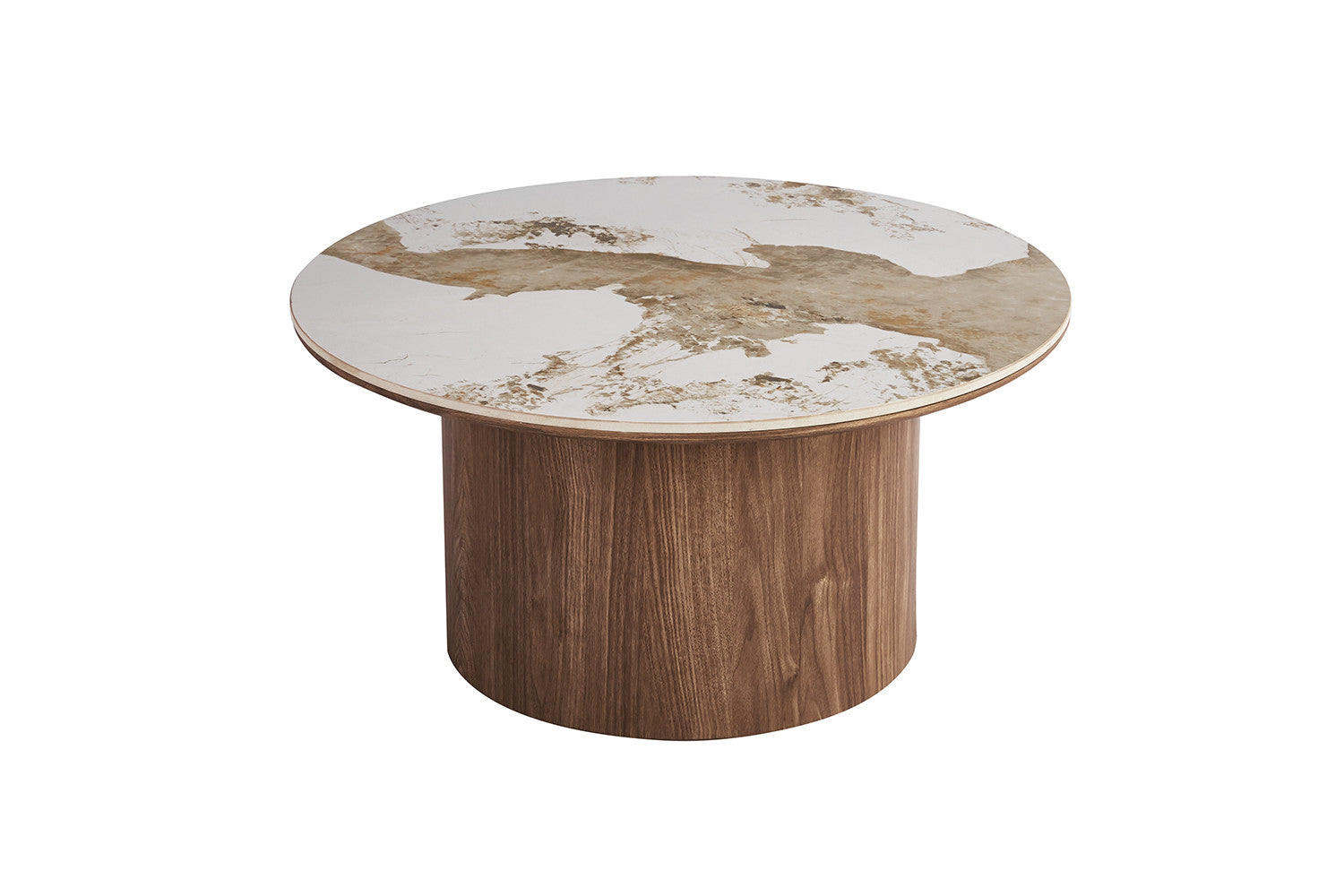 Salontafel 'Evora' 80 cm Rond Glanzend Steen Pandora Beige (beschikbaar vanaf 31/08/26)