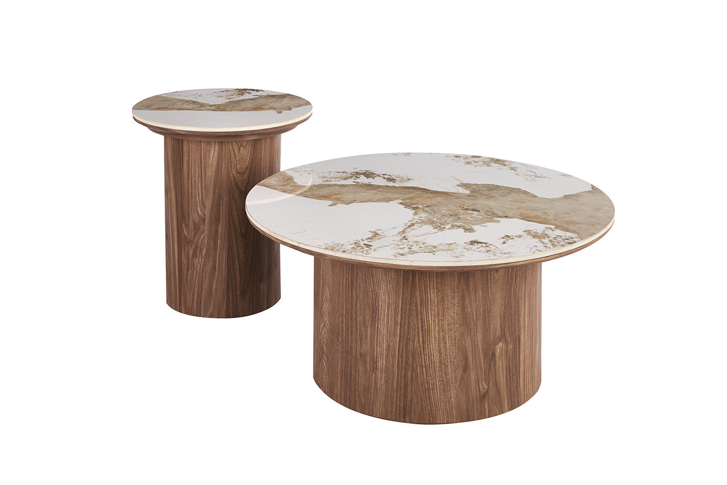 Salontafel 'Evora' 80 cm Rond Glanzend Steen Pandora Beige (beschikbaar vanaf 31/08/26)