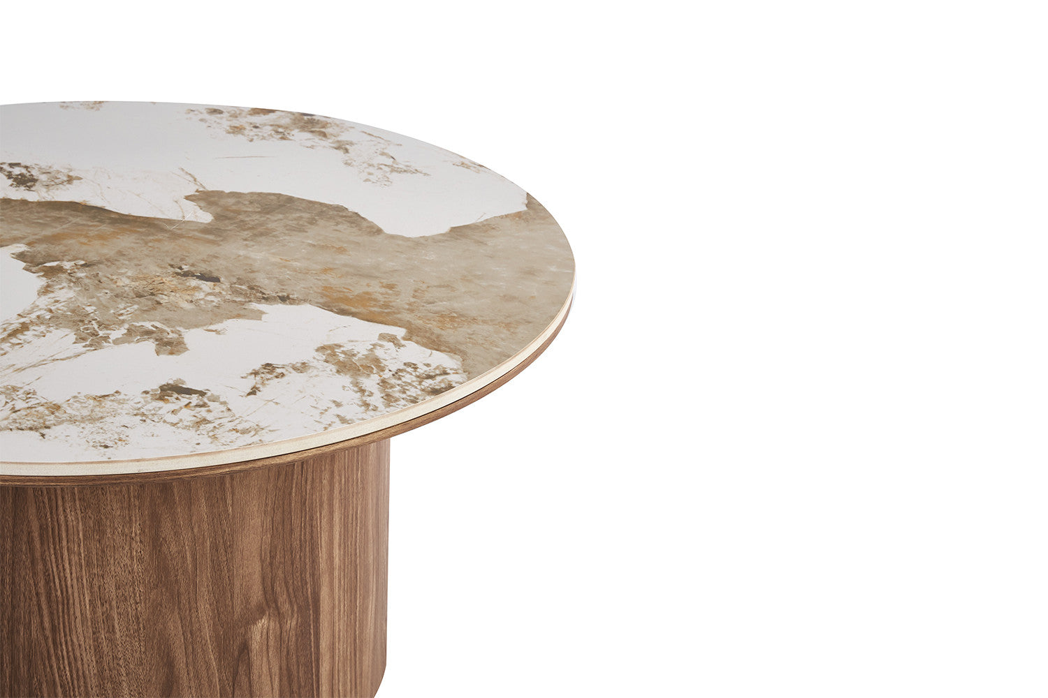 Salontafel 'Evora' 80 cm Rond Glanzend Steen Pandora Beige (beschikbaar vanaf 31/08/26)