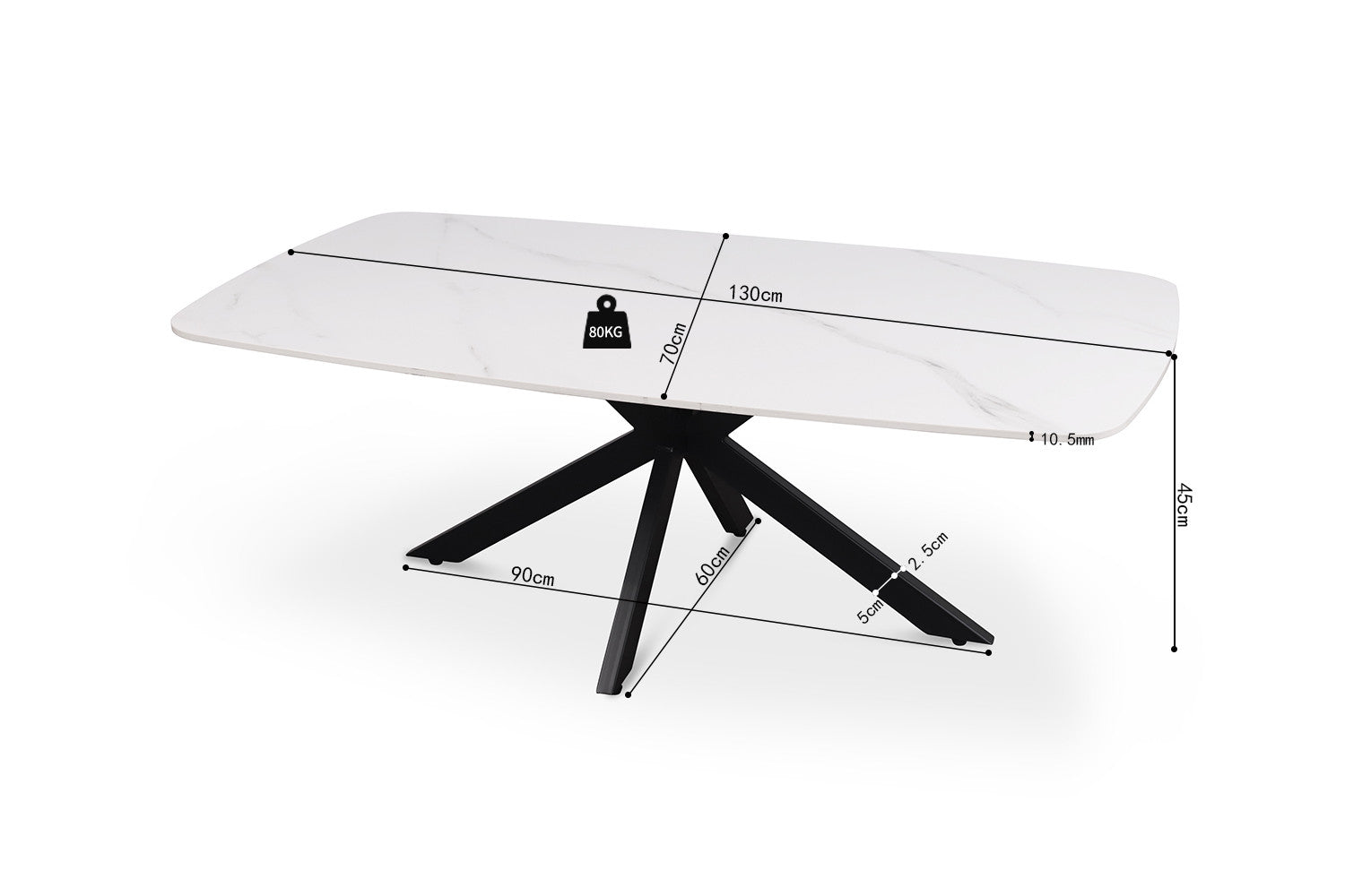 Salontafel 'Apollo' 130 cm Deens Ovaal Steen Wit