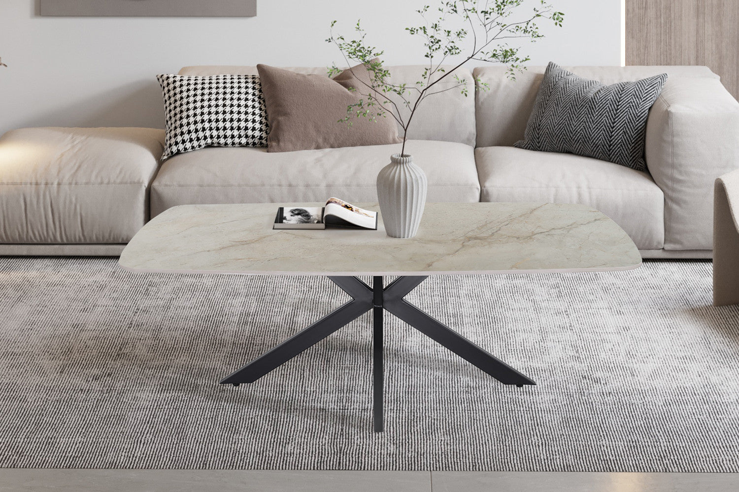 Salontafel 'Apollo' 130 cm Deens Ovaal Glanzend Steen Shakespeare Beige