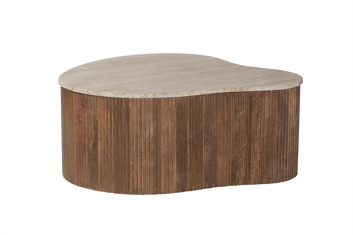 Salontafel 'Paul' 83 cm Mango hout met Travertin Beige