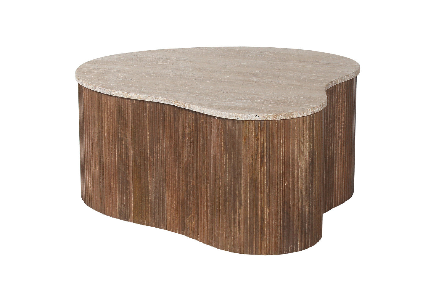 Salontafel 'Paul' 83 cm Mango hout met Travertin Beige